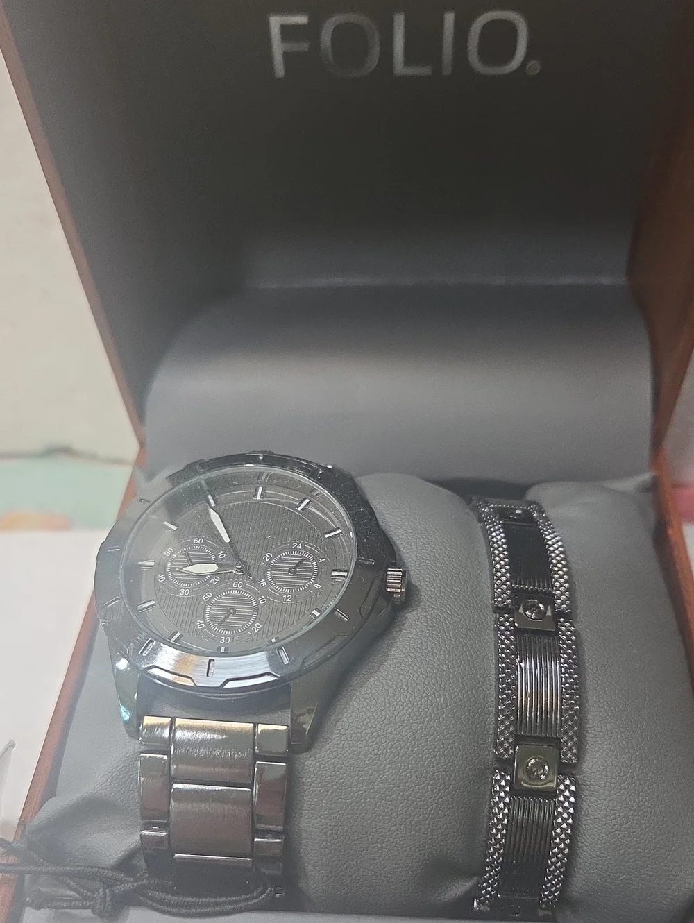 Men's Black Stainless Steel Chronograph Watch